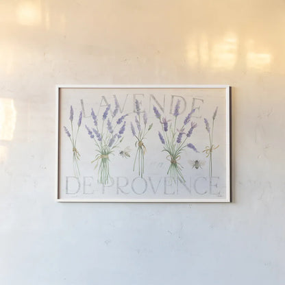 Lavender Fields IV by Silvia Vassileva. shown as a paper print in a white frame. Available as a archival giclee rolled canvas, fine art paper, or poster print. SKU 95681i.