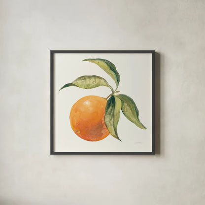 Le Orange on Cream by Silvia Vassileva. Shown in a sleek black glass frame for a contemporary gallery look. Available as an archival giclee rolled canvas, fine art paper, or poster print. SKU 63918a.