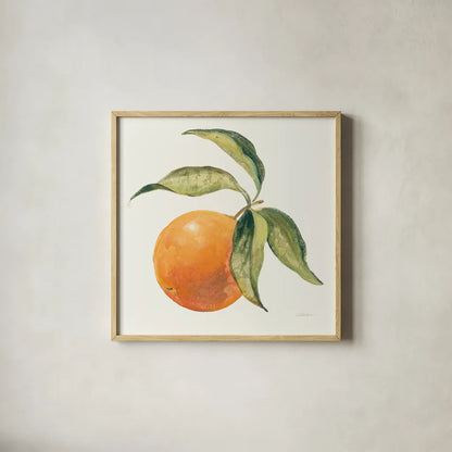 Le Orange on Cream by Silvia Vassileva. Shown in a natural wood glass frame for a timeless modern aesthetic. Available as an archival giclee rolled canvas, fine art paper, or poster print. SKU 63918a.