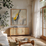 Light and Shadow by Silvia Vassileva. Shown in a natural wood frame in a cozy modern living room. Available as an archival giclee rolled canvas, fine art paper, or poster print. SKU 88442a.