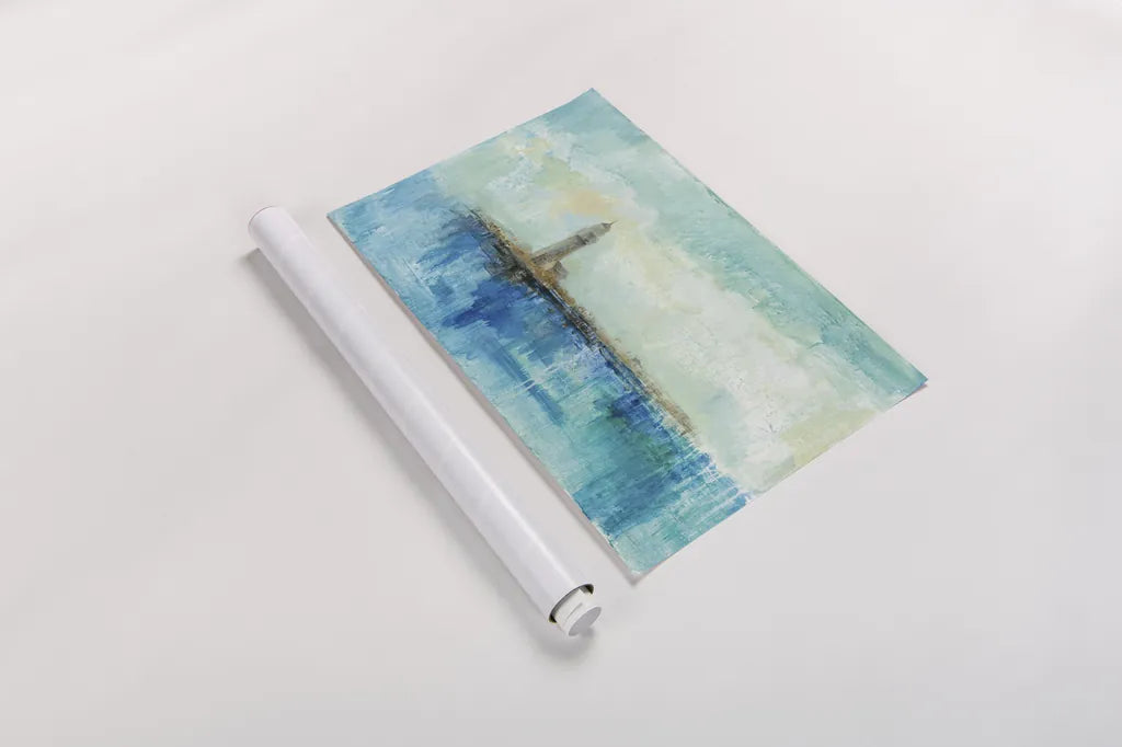 Lighthouse Morning by Silvia Vassileva. shown as a rolled paper print. Available as archival giclee rolled canvas, fine art paper, or poster print. SKU 28114i.