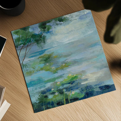 Lily Pond I by Silvia Vassileva. Shown as a detailed flat fine art print, highlighting archival giclee quality. Available as an archival giclee rolled canvas, fine art paper, or poster print. SKU 18560a.