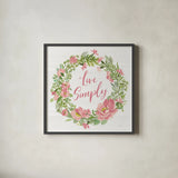 Live Simply Blush by Silvia Vassileva. Shown in a sleek black glass frame for a contemporary gallery look. Available as an archival giclee rolled canvas, fine art paper, or poster print. SKU 61860a.