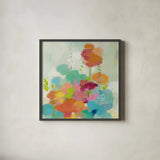 Longstem Bouquet II Square I by Silvia Vassileva. Shown in a sleek black glass frame for a contemporary gallery look. Available as an archival giclee rolled canvas, fine art paper, or poster print. SKU 36443a.