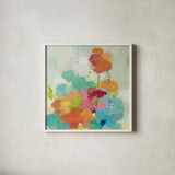 Longstem Bouquet II Square I by Silvia Vassileva. Shown in a crisp white glass frame for a clean and minimalist style. Available as an archival giclee rolled canvas, fine art paper, or poster print. SKU 36443a.