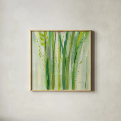 Longstem Bouquet II Square III by Silvia Vassileva. Shown in a natural wood glass frame for a timeless modern aesthetic. Available as an archival giclee rolled canvas, fine art paper, or poster print. SKU 36445a.