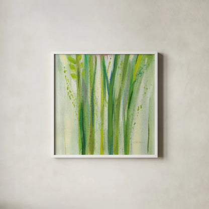 Longstem Bouquet II Square III by Silvia Vassileva. Shown in a crisp white glass frame for a clean and minimalist style. Available as an archival giclee rolled canvas, fine art paper, or poster print. SKU 36445a.
