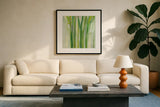 Longstem Bouquet II Square III by Silvia Vassileva. Displayed in a glass frame with matte in a clean modern living room. Available as an archival giclee rolled canvas, fine art paper, or poster print. SKU 36445a.