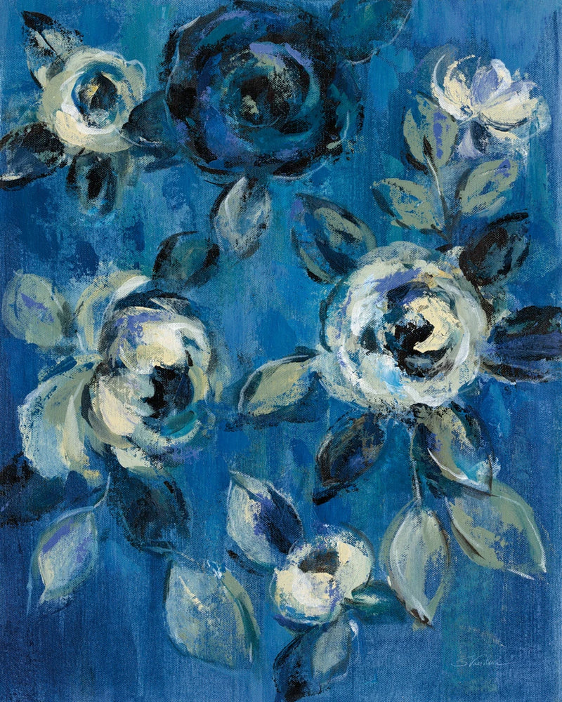 Loose Flowers on Blue I by Silvia Vassileva