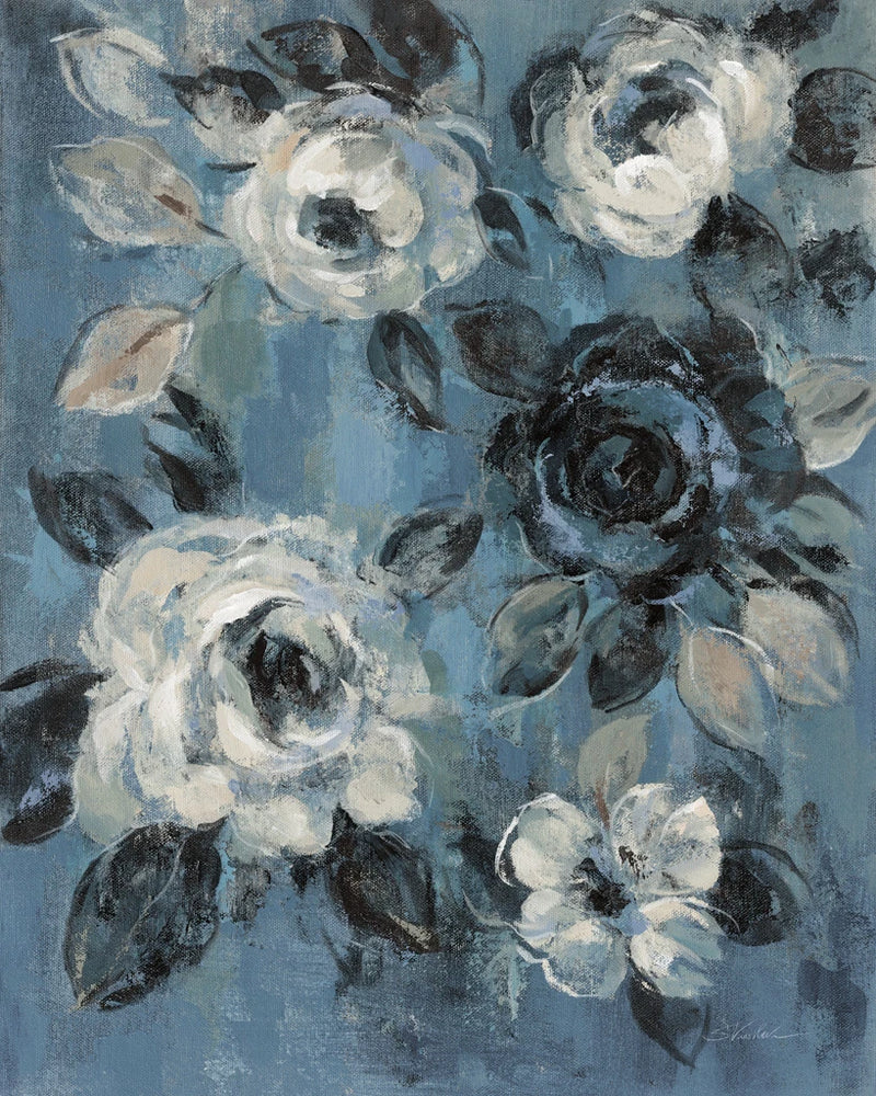 Loose Flowers on Dusty Blue II by Silvia Vassileva