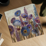 Lupines and Poppies by Silvia Vassileva. Shown as a detailed flat fine art print, highlighting archival giclee quality. Available as an archival giclee rolled canvas, fine art paper, or poster print. SKU 12416a.