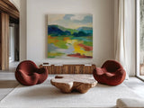 Lush Green II by Silvia Vassileva. Shown as extra-large giant wall art in a modern living room. Available as an archival giclee rolled canvas, fine art paper, or poster print. SKU 79154a.