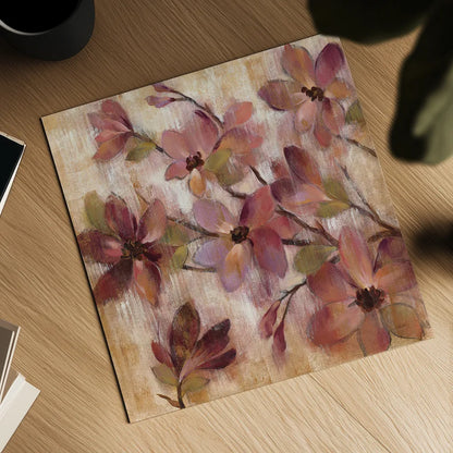 Magenta Branch I by Silvia Vassileva. Shown as a detailed flat fine art print, highlighting archival giclee quality. Available as an archival giclee rolled canvas, fine art paper, or poster print. SKU 10549a.