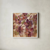 Magenta Branch II by Silvia Vassileva. Shown in a crisp white glass frame for a clean and minimalist style. Available as an archival giclee rolled canvas, fine art paper, or poster print. SKU 10550a.