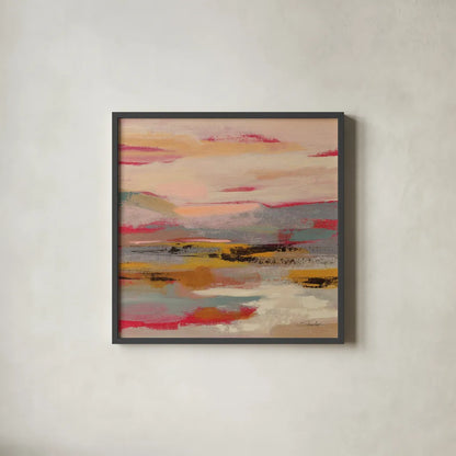 Magenta Hill I by Silvia Vassileva. Shown in a sleek black glass frame for a contemporary gallery look. Available as an archival giclee rolled canvas, fine art paper, or poster print. SKU 83506a.