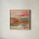 Magenta Hill II by Silvia Vassileva. Shown in a natural wood glass frame for a timeless modern aesthetic. Available as an archival giclee rolled canvas, fine art paper, or poster print. SKU 83507a.