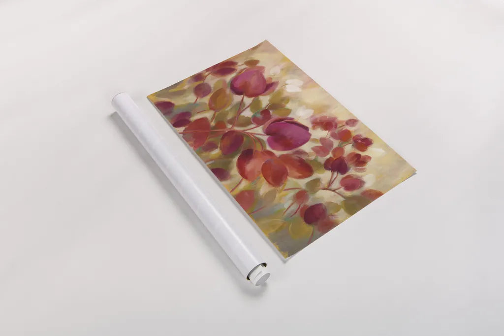 Magenta Tropical by Silvia Vassileva. shown as a rolled paper print. Available as archival giclee rolled canvas, fine art paper, or poster print. SKU 35308i.