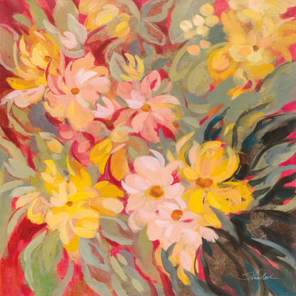 Magenta and Sage Floral by Silvia Vassileva. SKU 83503a. Archival Giclee Fine art print for wall decor.