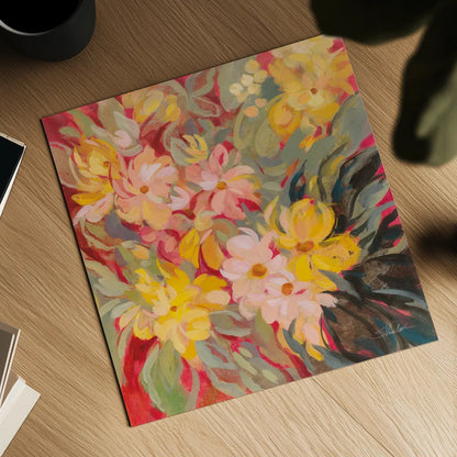 Magenta and Sage Floral by Silvia Vassileva. Shown as a detailed flat fine art print, highlighting archival giclee quality. Available as an archival giclee rolled canvas, fine art paper, or poster print. SKU 83503a.