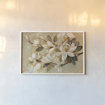 Magnolia Simplicity by Silvia Vassileva. shown as a paper print in a white frame. Available as a archival giclee rolled canvas, fine art paper, or poster print. SKU 30159i.
