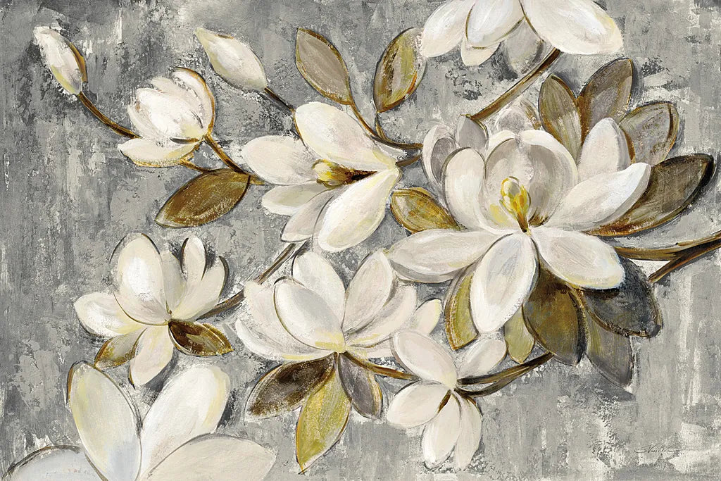 Magnolia Simplicity Neutral Gray by Silvia Vassileva. SKU 30331i. Archival Giclee Fine art print for wall decor.
