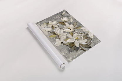 Magnolia Simplicity Neutral Gray by Silvia Vassileva. shown as a rolled paper print. Available as archival giclee rolled canvas, fine art paper, or poster print. SKU 30331i.