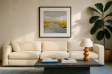Maine Fall River by Silvia Vassileva. Displayed in a glass frame with matte in a clean modern living room. Available as an archival giclee rolled canvas, fine art paper, or poster print. SKU 67429a.
