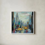 Manhattan Sketches I by Silvia Vassileva. Shown in a crisp white glass frame for a clean and minimalist style. Available as an archival giclee rolled canvas, fine art paper, or poster print. SKU 35822a.