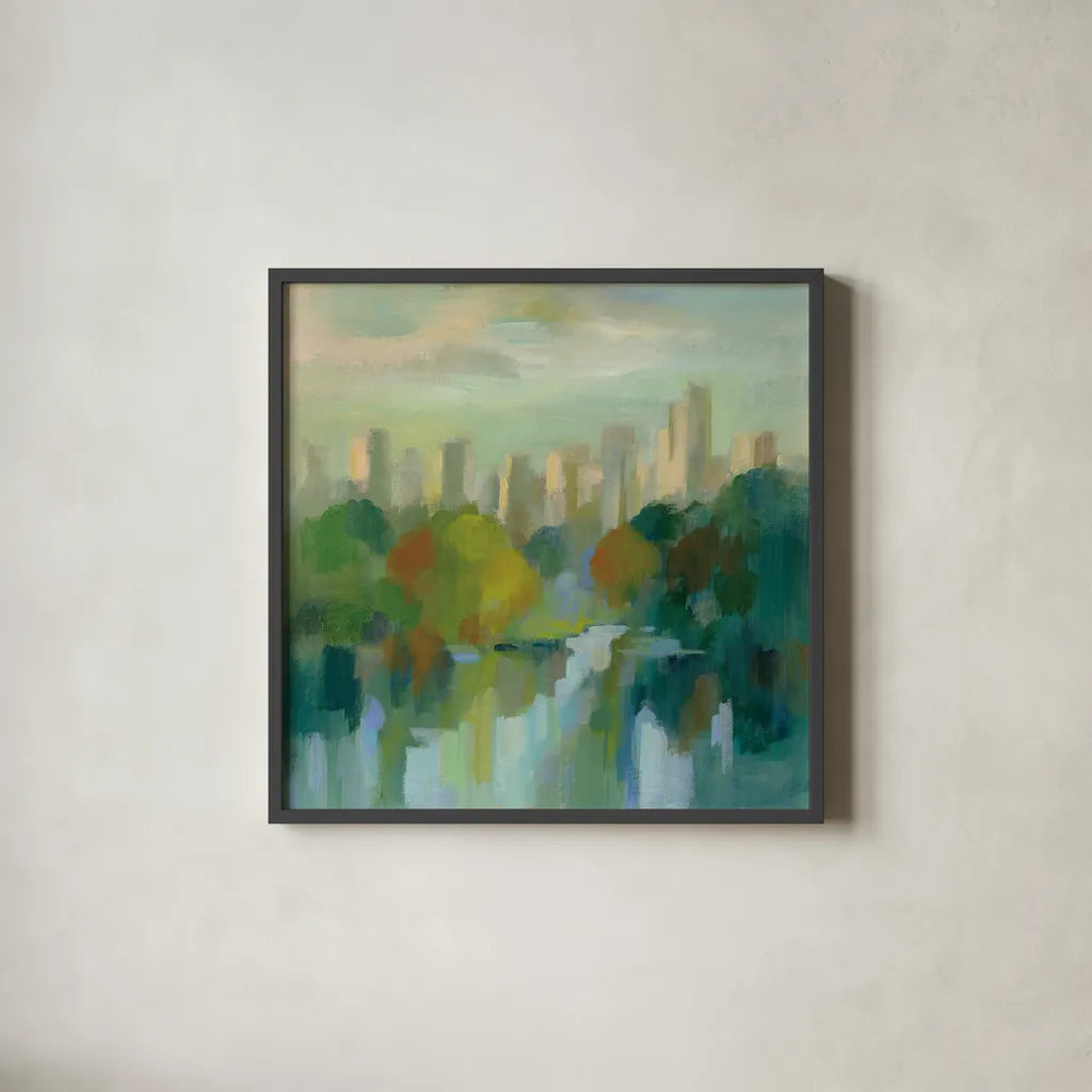 Manhattan Sketches IV by Silvia Vassileva. Shown in a sleek black glass frame for a contemporary gallery look. Available as an archival giclee rolled canvas, fine art paper, or poster print. SKU 35825a.