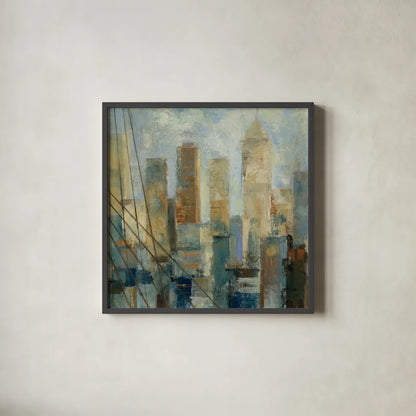 Manhattan Sketches V by Silvia Vassileva. Shown in a sleek black glass frame for a contemporary gallery look. Available as an archival giclee rolled canvas, fine art paper, or poster print. SKU 35826a.