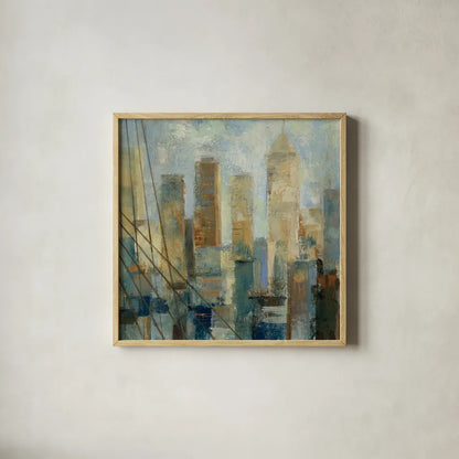 Manhattan Sketches V by Silvia Vassileva. Shown in a natural wood glass frame for a timeless modern aesthetic. Available as an archival giclee rolled canvas, fine art paper, or poster print. SKU 35826a.