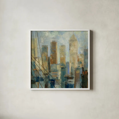 Manhattan Sketches V by Silvia Vassileva. Shown in a crisp white glass frame for a clean and minimalist style. Available as an archival giclee rolled canvas, fine art paper, or poster print. SKU 35826a.