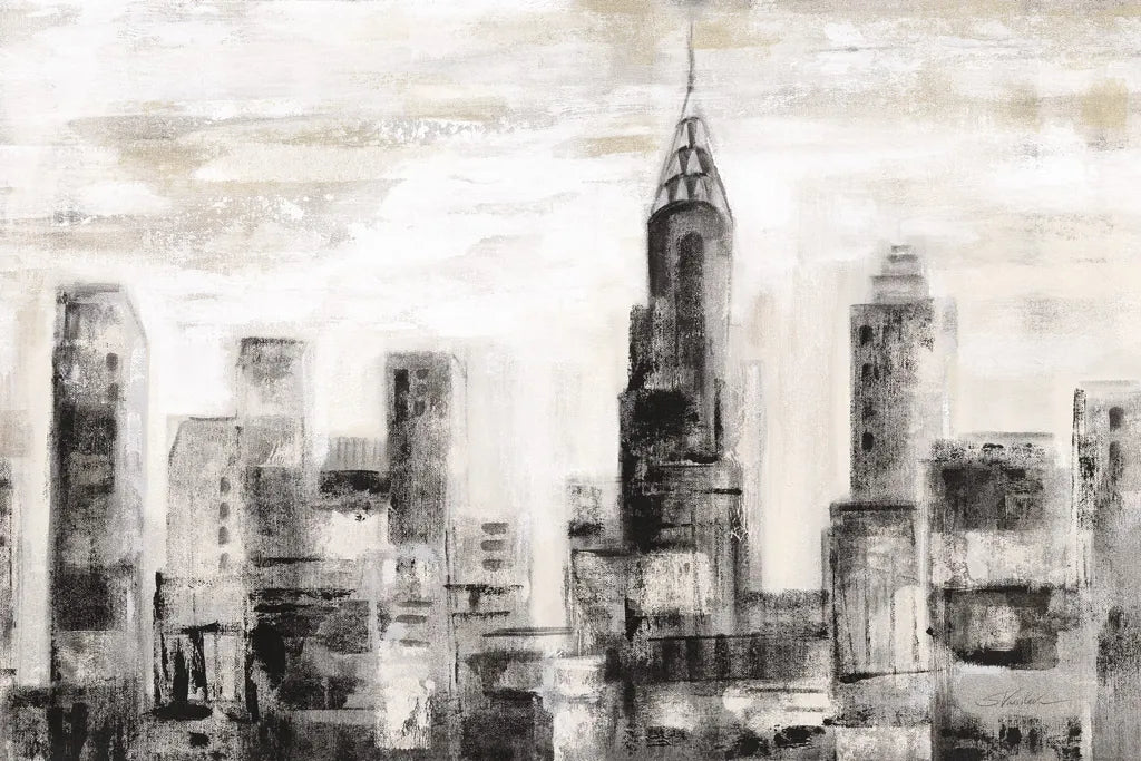 Manhattan Skyline BW Crop by Silvia Vassileva. SKU 67640i. Archival Giclee Fine art print for wall decor.