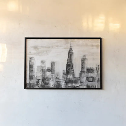 Manhattan Skyline BW Crop by Silvia Vassileva. shown as a paper print in a black flame. Available as a archival giclee rolled canvas, fine art paper, or poster print. SKU 67640i.