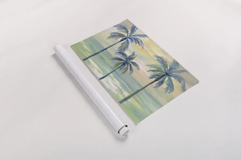 Marine Layer Palms by Silvia Vassileva. shown as a rolled paper print. Available as archival giclee rolled canvas, fine art paper, or poster print. SKU 35834i.