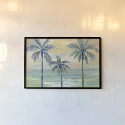 Marine Layer Palms by Silvia Vassileva. shown as a paper print in a black flame. Available as a archival giclee rolled canvas, fine art paper, or poster print. SKU 35834i.