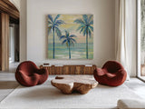 Marine Layer Palms Crop by Silvia Vassileva. Shown as extra-large giant wall art in a modern living room. Available as an archival giclee rolled canvas, fine art paper, or poster print. SKU 35834a.
