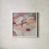 Mauve Facets by Silvia Vassileva. Shown in a crisp white glass frame for a clean and minimalist style. Available as an archival giclee rolled canvas, fine art paper, or poster print. SKU 82439a.