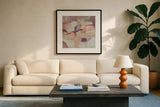 Mauve Facets by Silvia Vassileva. Displayed in a glass frame with matte in a clean modern living room. Available as an archival giclee rolled canvas, fine art paper, or poster print. SKU 82439a.