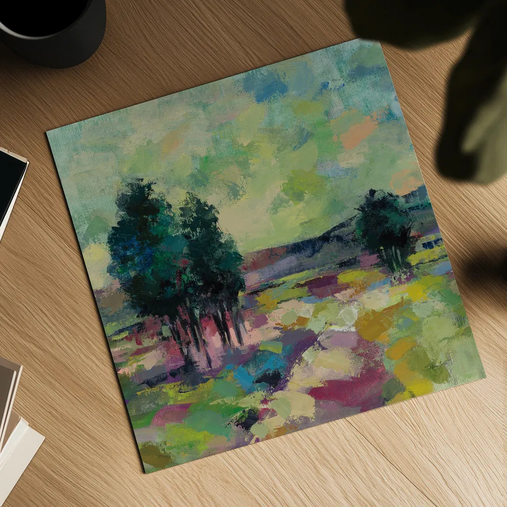 Mauve Fields Crop by Silvia Vassileva. Shown as a detailed flat fine art print, highlighting archival giclee quality. Available as an archival giclee rolled canvas, fine art paper, or poster print. SKU 92000a.