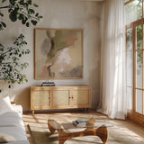 Meadow View I by Silvia Vassileva. Shown in a natural wood frame in a cozy modern living room. Available as an archival giclee rolled canvas, fine art paper, or poster print. SKU 71191a.