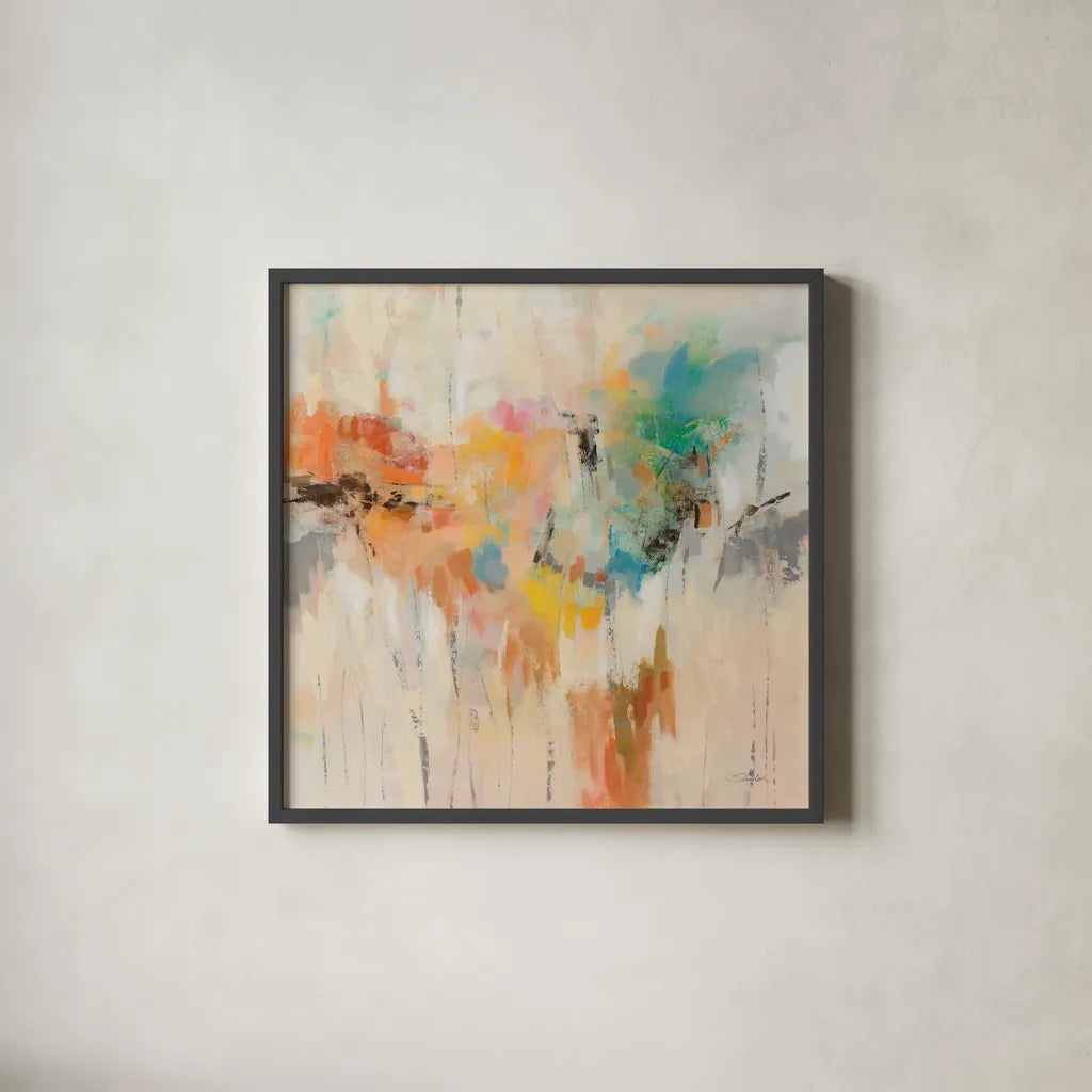 Merry Go Round by Silvia Vassileva. Shown in a sleek black glass frame for a contemporary gallery look. Available as an archival giclee rolled canvas, fine art paper, or poster print. SKU 95128a.