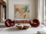 Merry Go Round by Silvia Vassileva. Shown as extra-large giant wall art in a modern living room. Available as an archival giclee rolled canvas, fine art paper, or poster print. SKU 95128a.