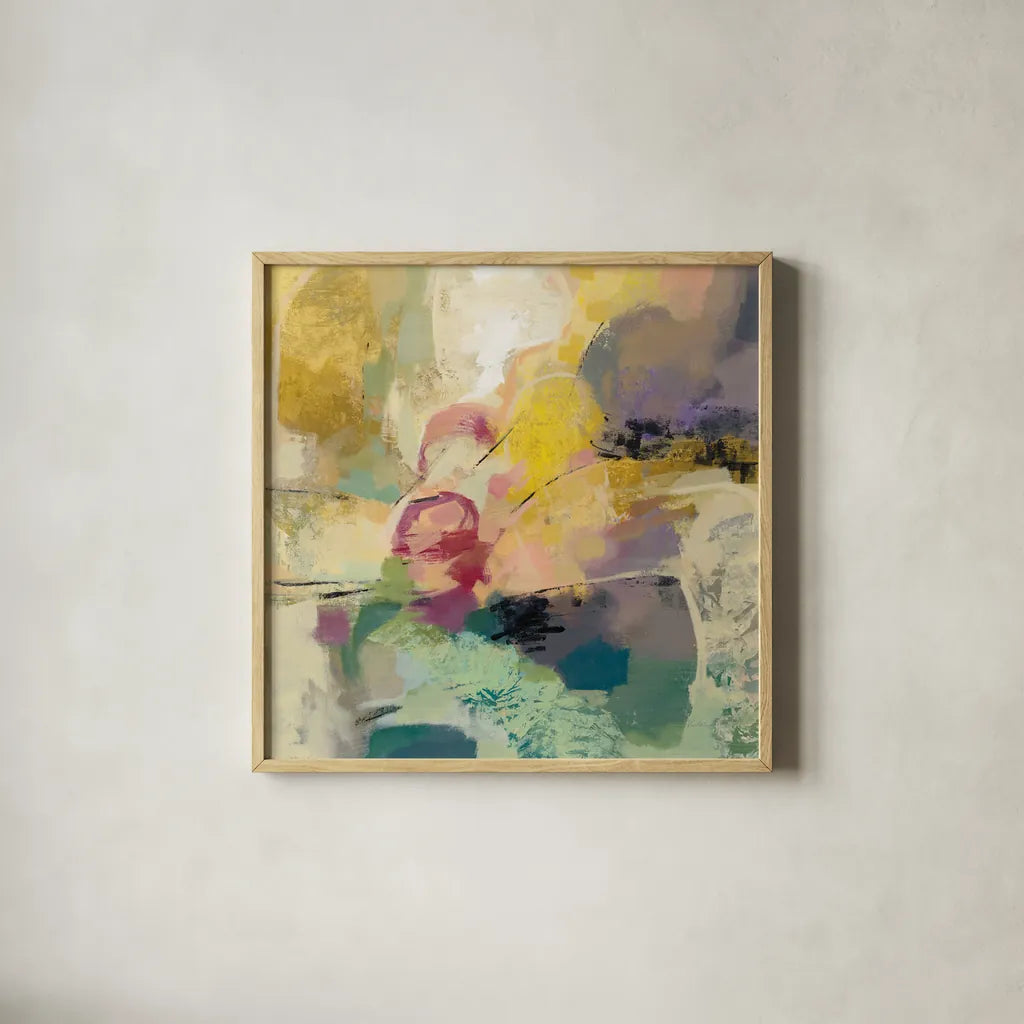 Mid Mod Mood by Silvia Vassileva. Shown in a natural wood glass frame for a timeless modern aesthetic. Available as an archival giclee rolled canvas, fine art paper, or poster print. SKU 62958a.
