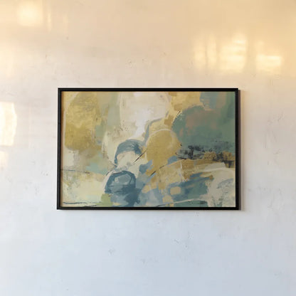 Mid Mod Mood Blue Crop by Silvia Vassileva. shown as a paper print in a black flame. Available as a archival giclee rolled canvas, fine art paper, or poster print. SKU 65022i.