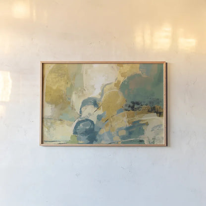 Mid Mod Mood Blue Crop by Silvia Vassileva. shown as a paper print in a natural frame. Available as a archival giclee rolled canvas, fine art paper, or poster print. SKU 65022i.