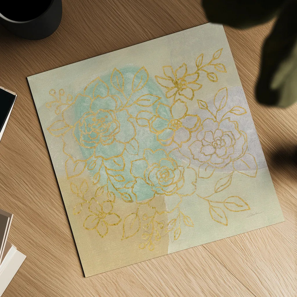 Mid Mod Sophisticated Floral I by Silvia Vassileva. Shown as a detailed flat fine art print, highlighting archival giclee quality. Available as an archival giclee rolled canvas, fine art paper, or poster print. SKU 66082a.