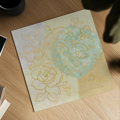 Mid Mod Sophisticated Floral II by Silvia Vassileva. Shown as a detailed flat fine art print, highlighting archival giclee quality. Available as an archival giclee rolled canvas, fine art paper, or poster print. SKU 66083a.