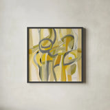 Mid Mod Yellow by Silvia Vassileva. Shown in a sleek black glass frame for a contemporary gallery look. Available as an archival giclee rolled canvas, fine art paper, or poster print. SKU 69154a.