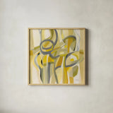 Mid Mod Yellow by Silvia Vassileva. Shown in a natural wood glass frame for a timeless modern aesthetic. Available as an archival giclee rolled canvas, fine art paper, or poster print. SKU 69154a.